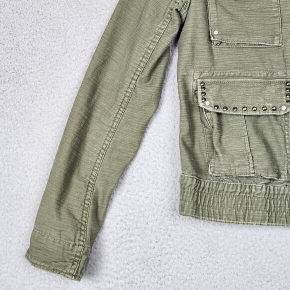 PINK VICTORIAS SECRET Jacket Womens Small Green Denim Military Collared Pockets - Picture 7 of 16